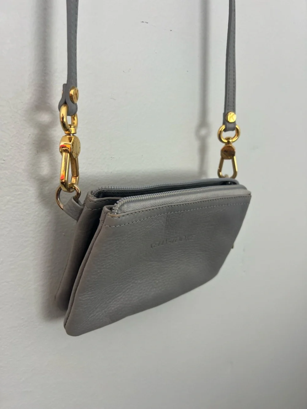 Kelly Tooke Gray Leather Crossbody Bag